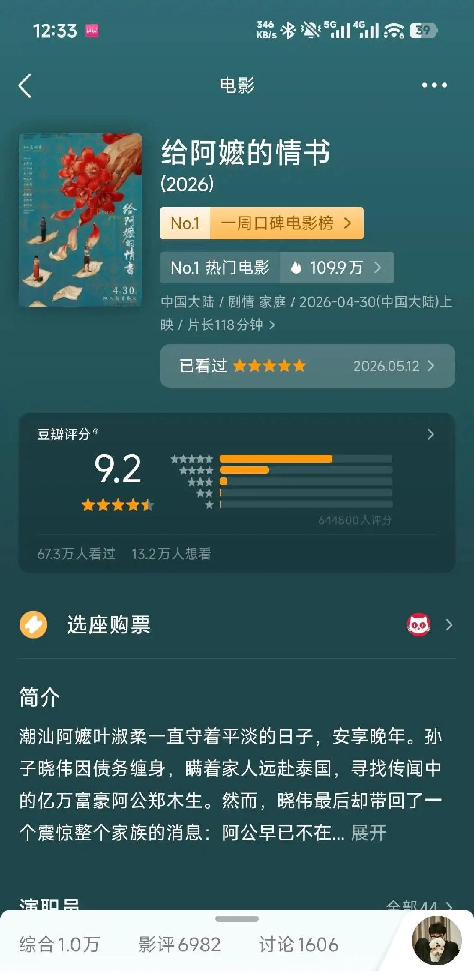 阿嬷db评分已从开分9.0上涨到9.2

这种情况应该极少见，从51档结束后开分