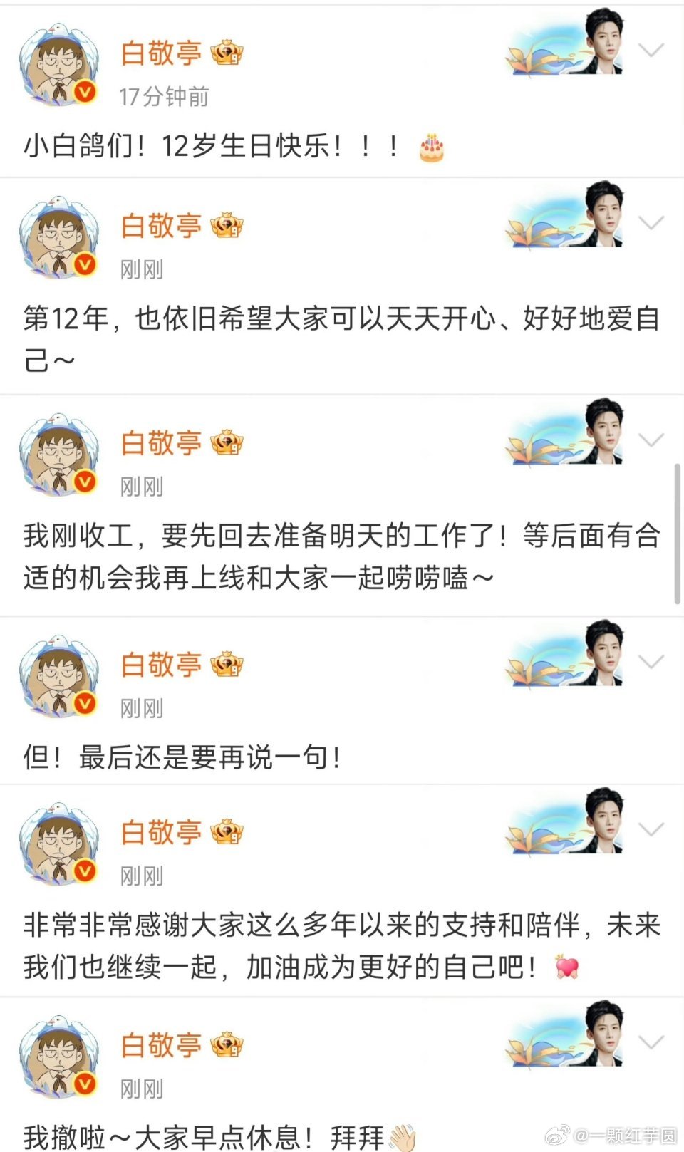白敬亭他超爱小白鸽❤️！仪式感拉满