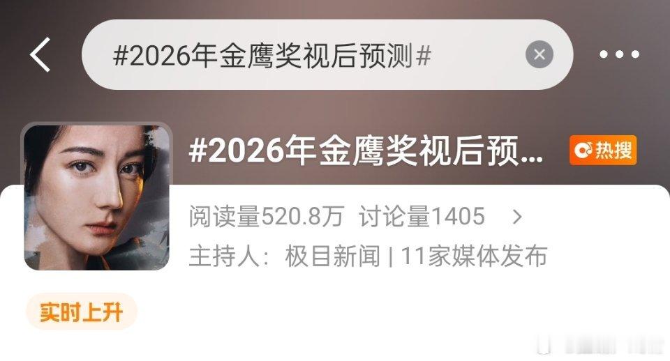2026年金鹰奖视后预测为什么用巴巴照片 