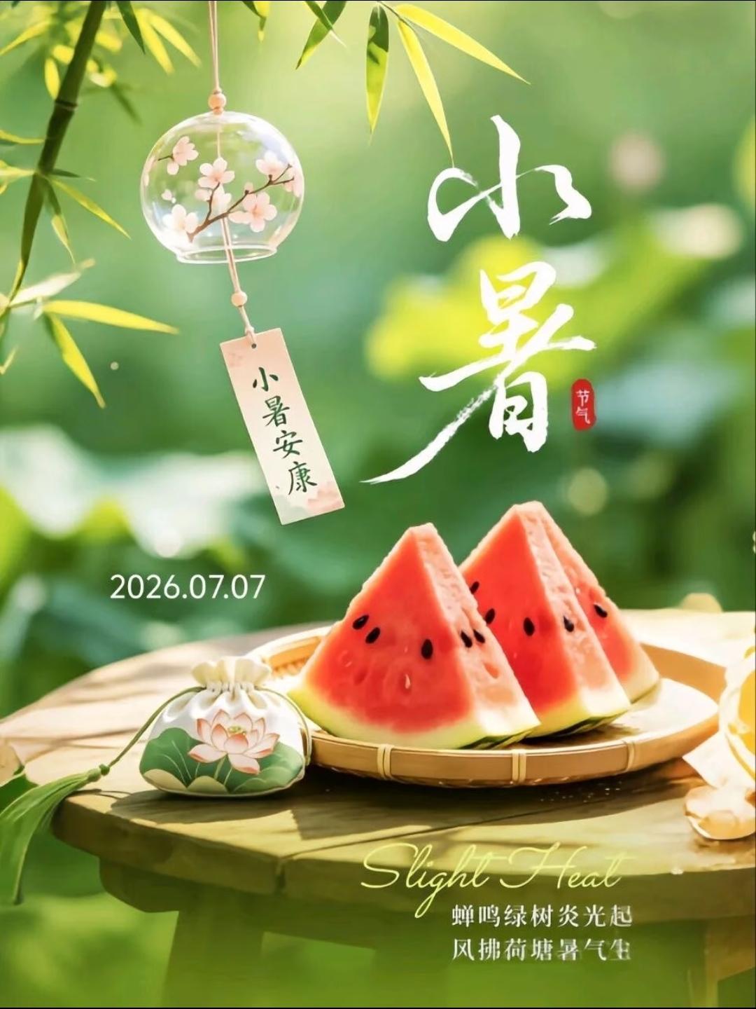 小暑至，盛夏始。蝉鸣声声催人醒，热浪滚滚盼凉风。愿你在这炎炎夏日，寻一处清凉角落