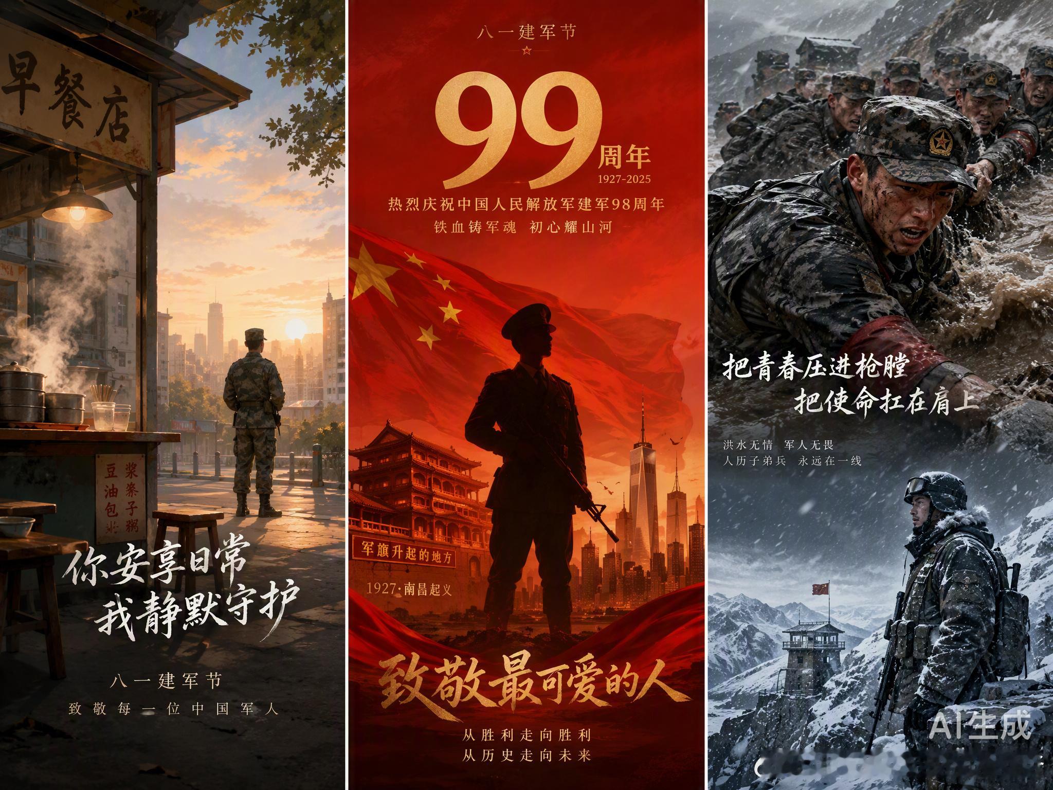 解放军建军99周年早上出门，街角早餐店的热气混着蝉鸣，一切都平常得让人恍惚。直到