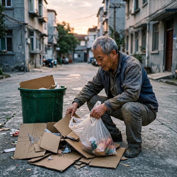 我媳妇撞见我爸凌晨五点捡纸箱，偷偷跟了一路。
我妈总说我爸来城里闲得慌，天天天不