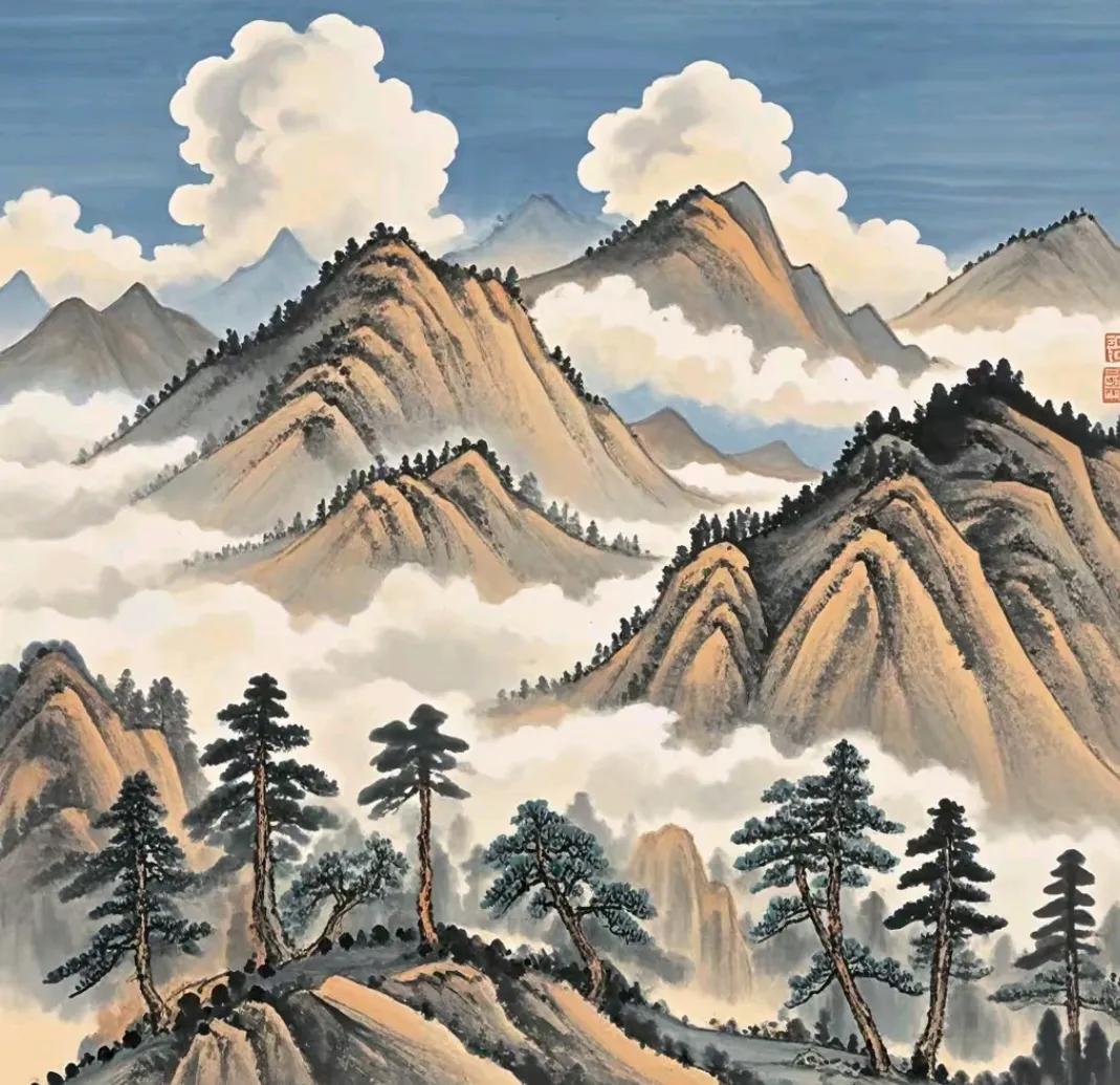 #上联：浅浅深深河中水，有请下联#浓浓淡淡岭上云