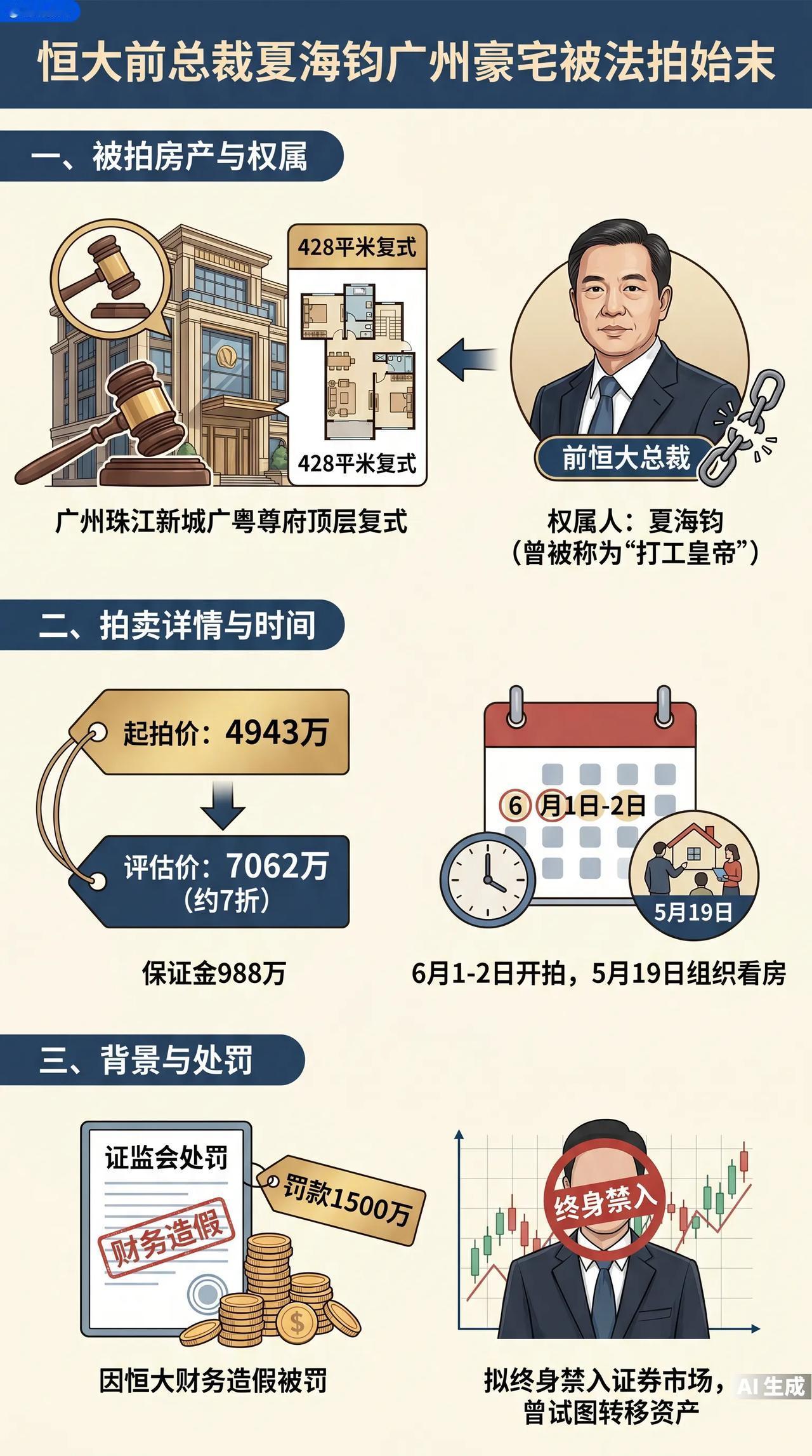 恒大前总裁428平豪宅被拍卖：起拍4943万，保证金就要近千万😭
428平，7