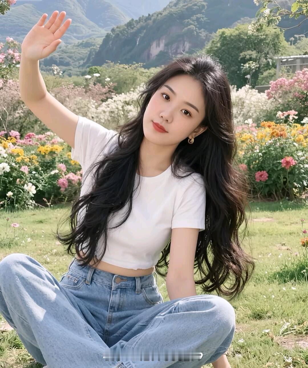 在花海中，挥手迎接美好一天！🌸🌼🌺