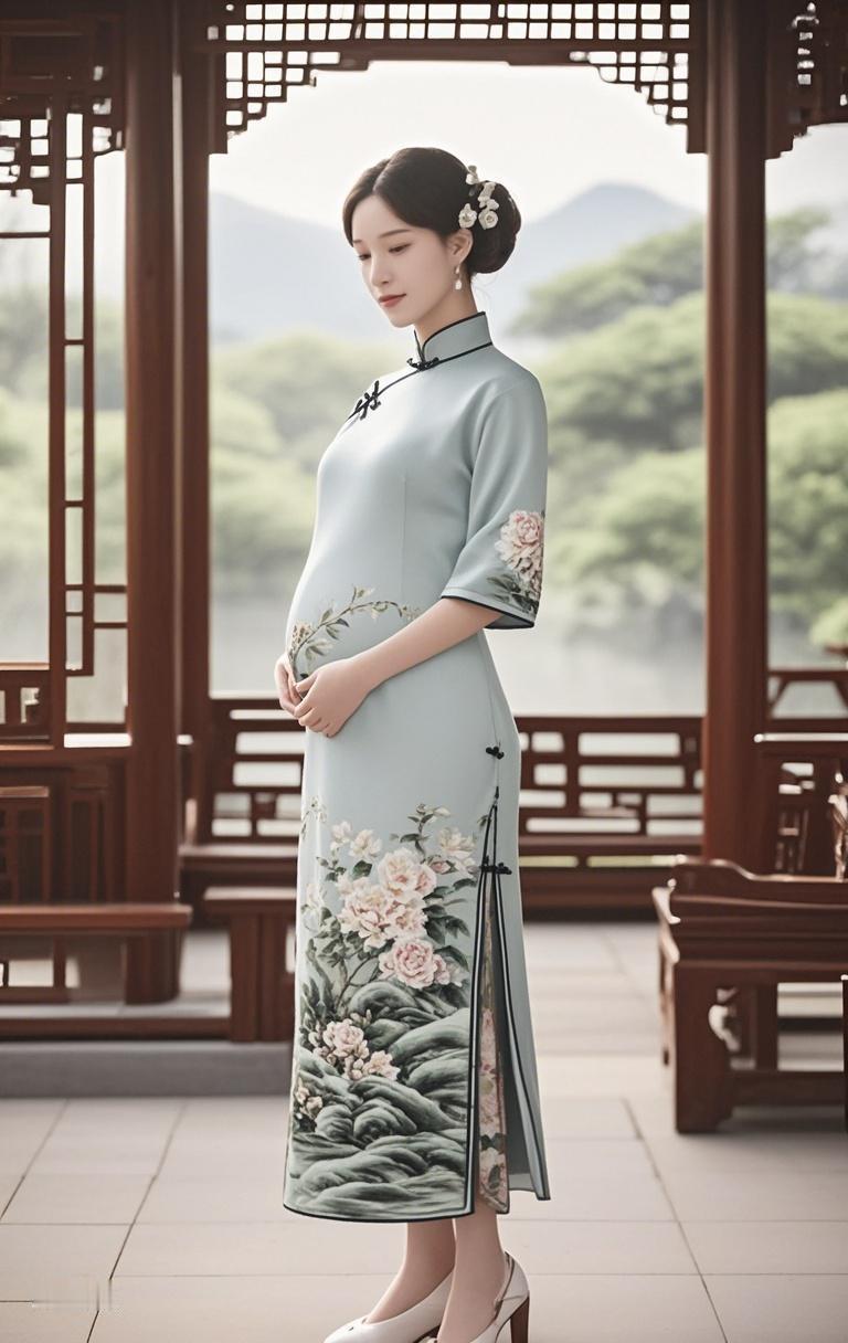 步履轻缓，似从旧画报中走出