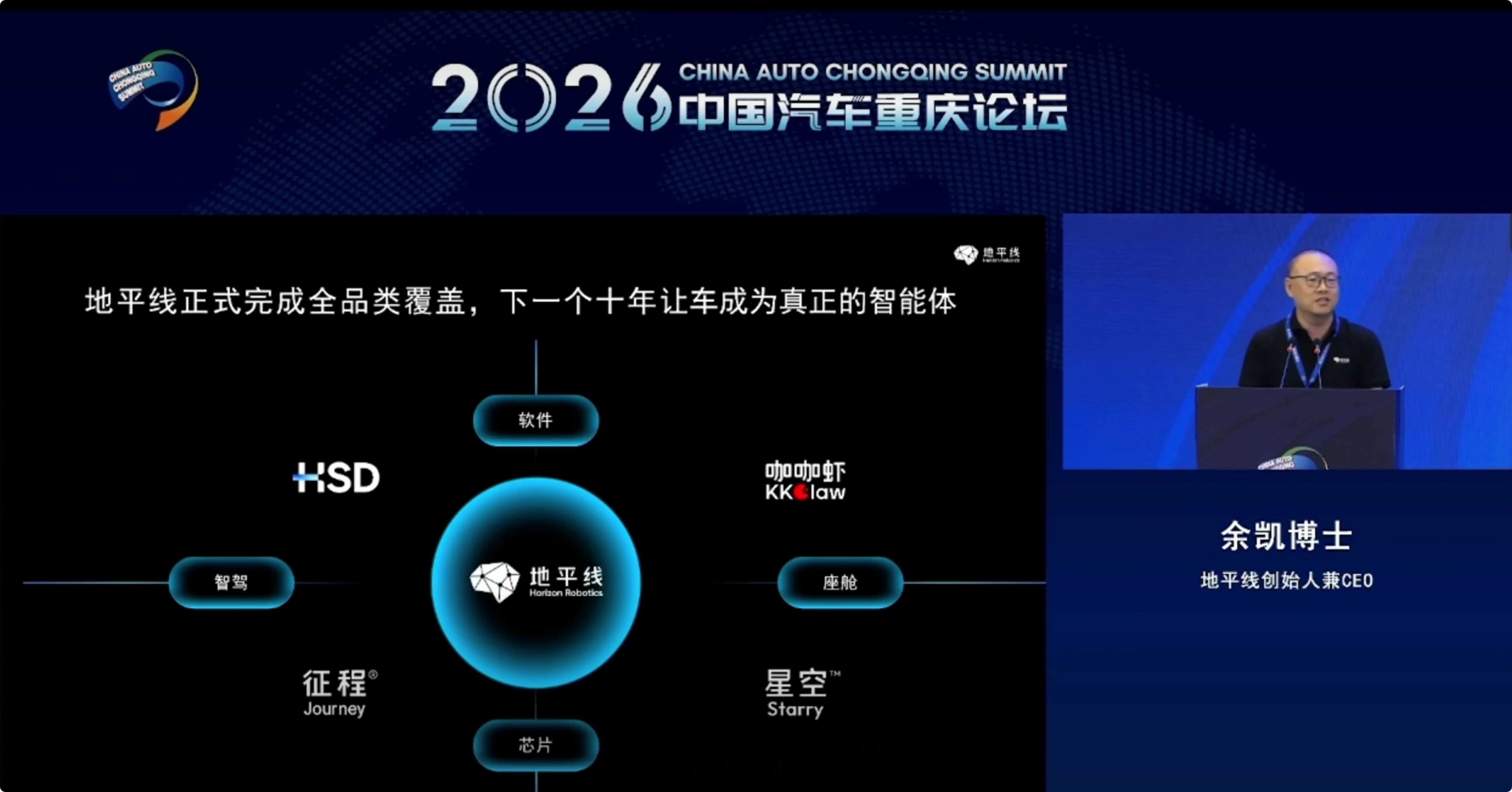 余凯：地平线定位整车全品类的赋能者地平线在芯片、智驾、软件、座舱方面都有自己的代