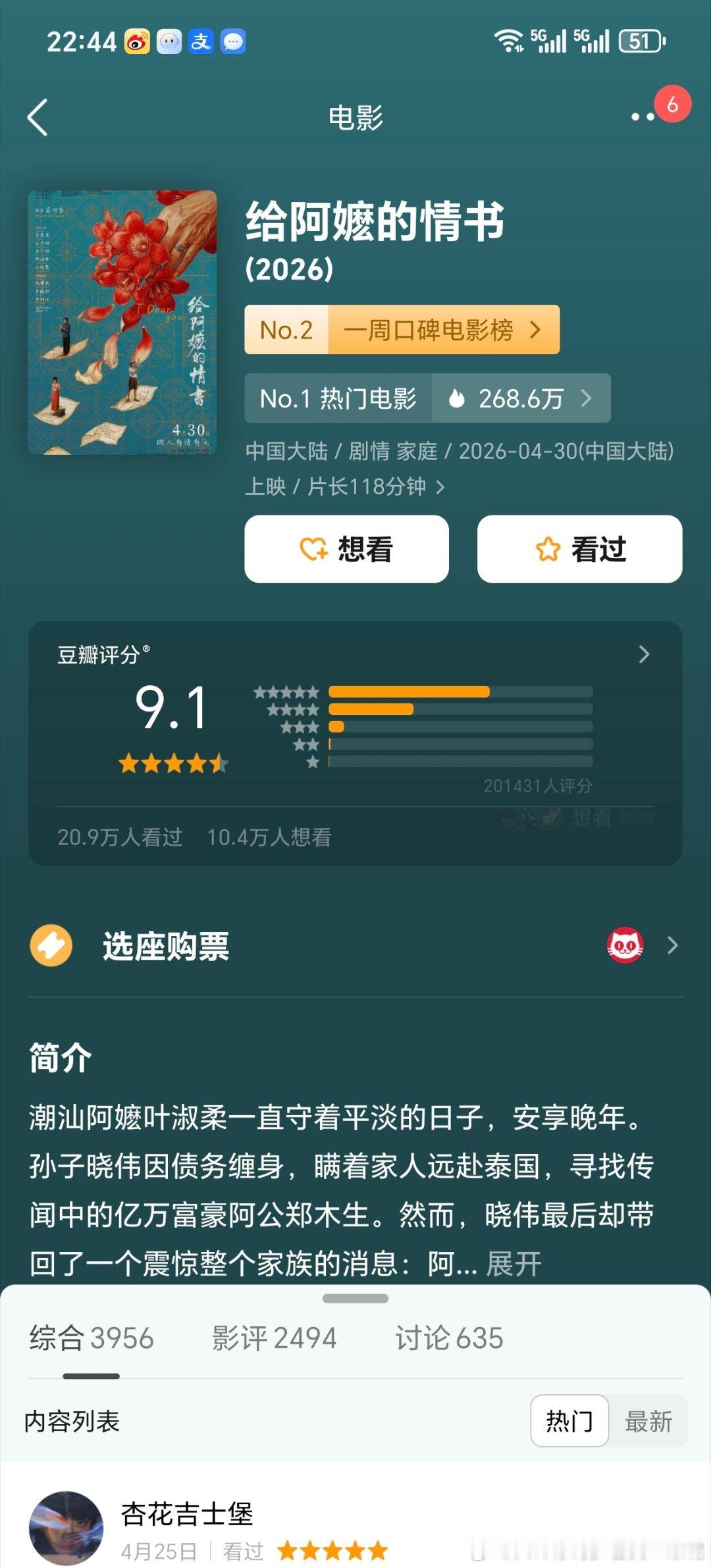 给阿嬷的情书二十万人打分9.1？真有这么厉害吗？ 