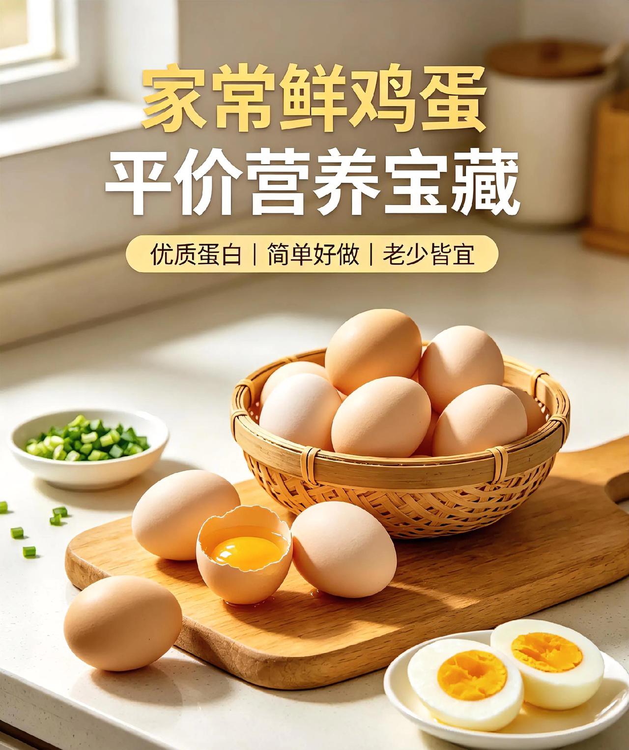 家常鲜鸡蛋，平价营养宝藏🥚
 
鲜鸡蛋可以说是家家户户必备食材，价格亲民，营养