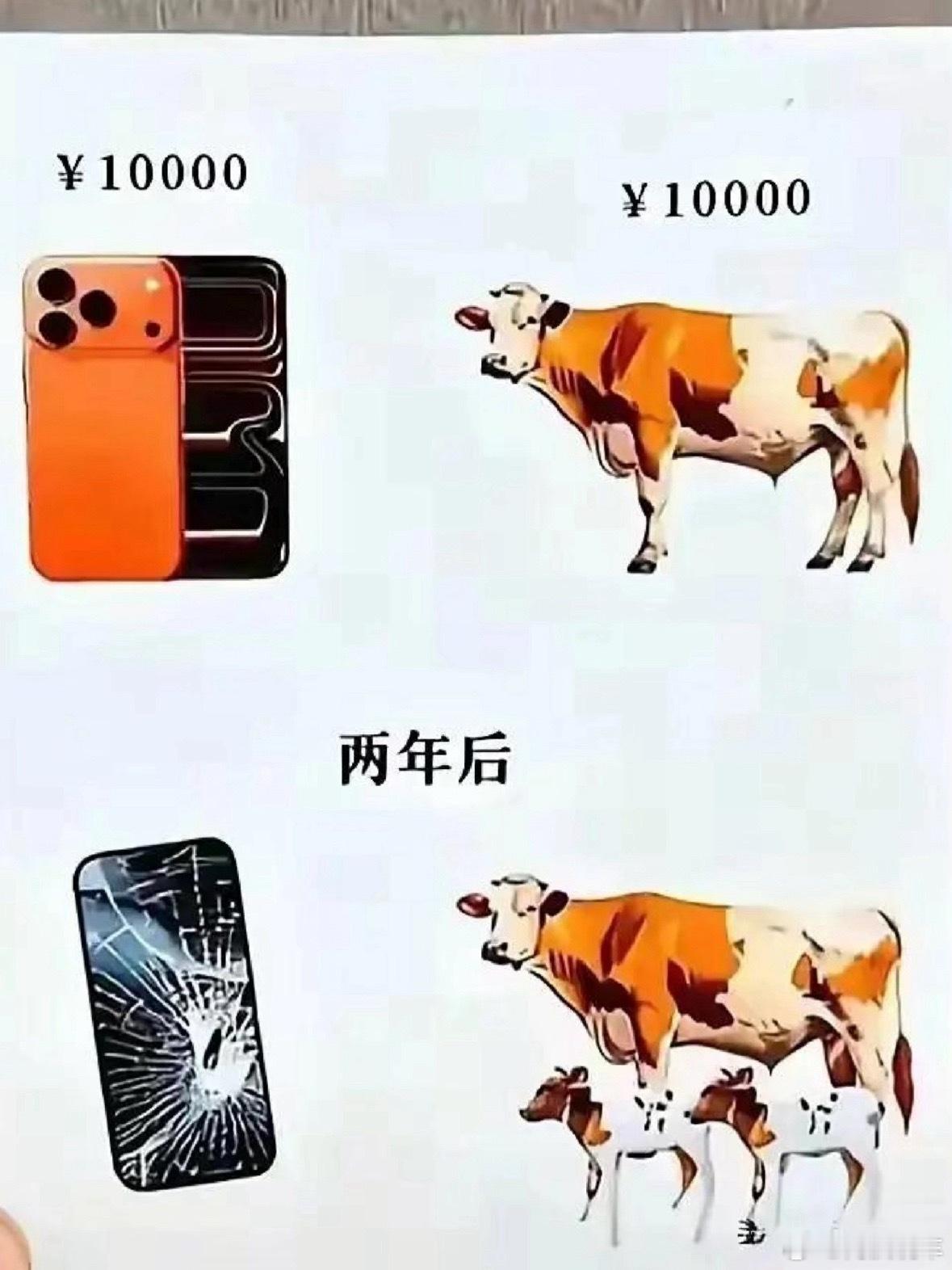手机万元工资三千，不得不让我想起这个经典对比图。冷知识：一万块🟰一部苹果手机?