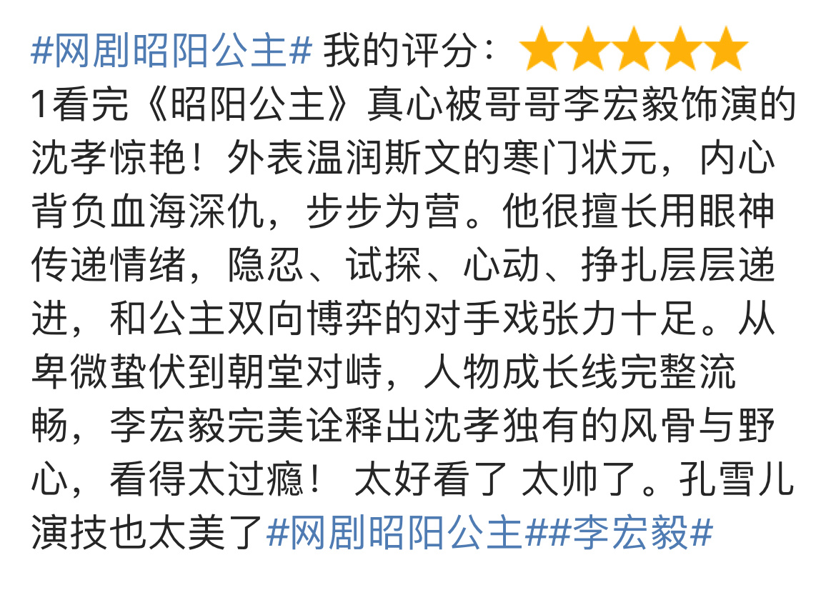 『昭阳公主』沈孝观感沈孝的权威我后知后觉李宏毅演技还是太牛了 