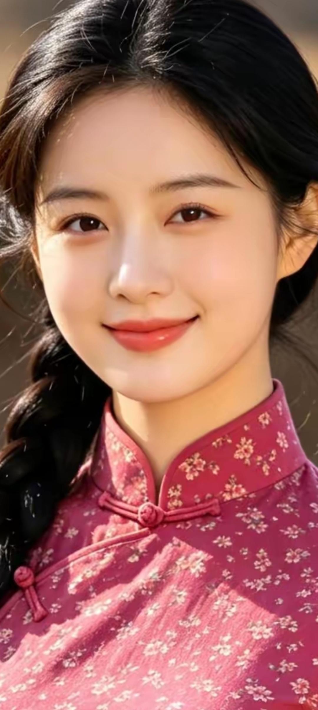 温柔笑靥，古风韵味，花间少女，静谧如画。