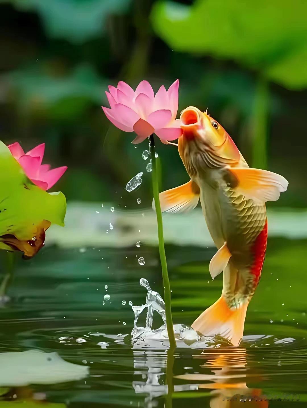 上联：蛙跃清池惊落瓣
下联：鲤鱼出水戏莲花