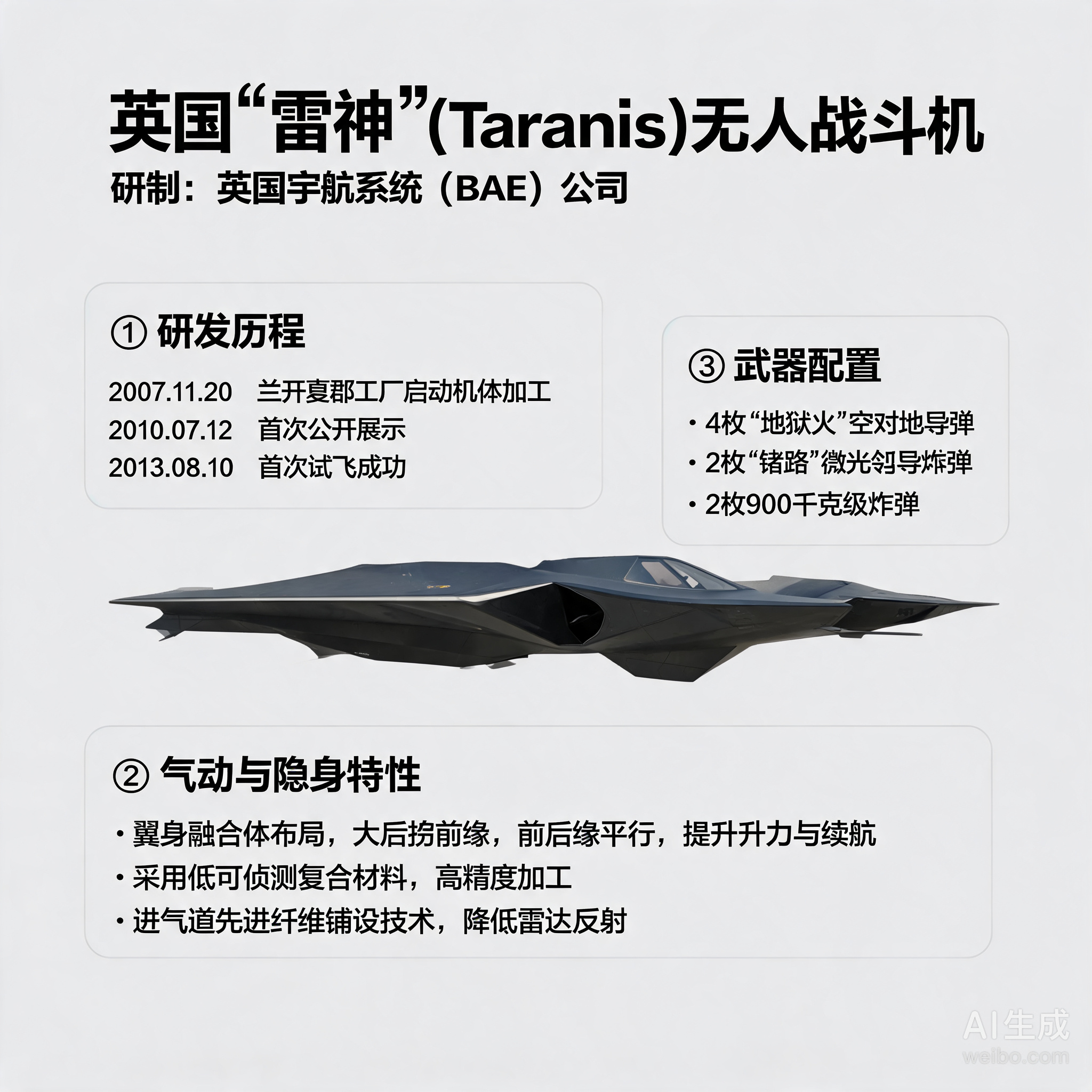 军事ai新视野 英国“雷神”无人机“雷神”（Taranis）无人机是英国宇航系统
