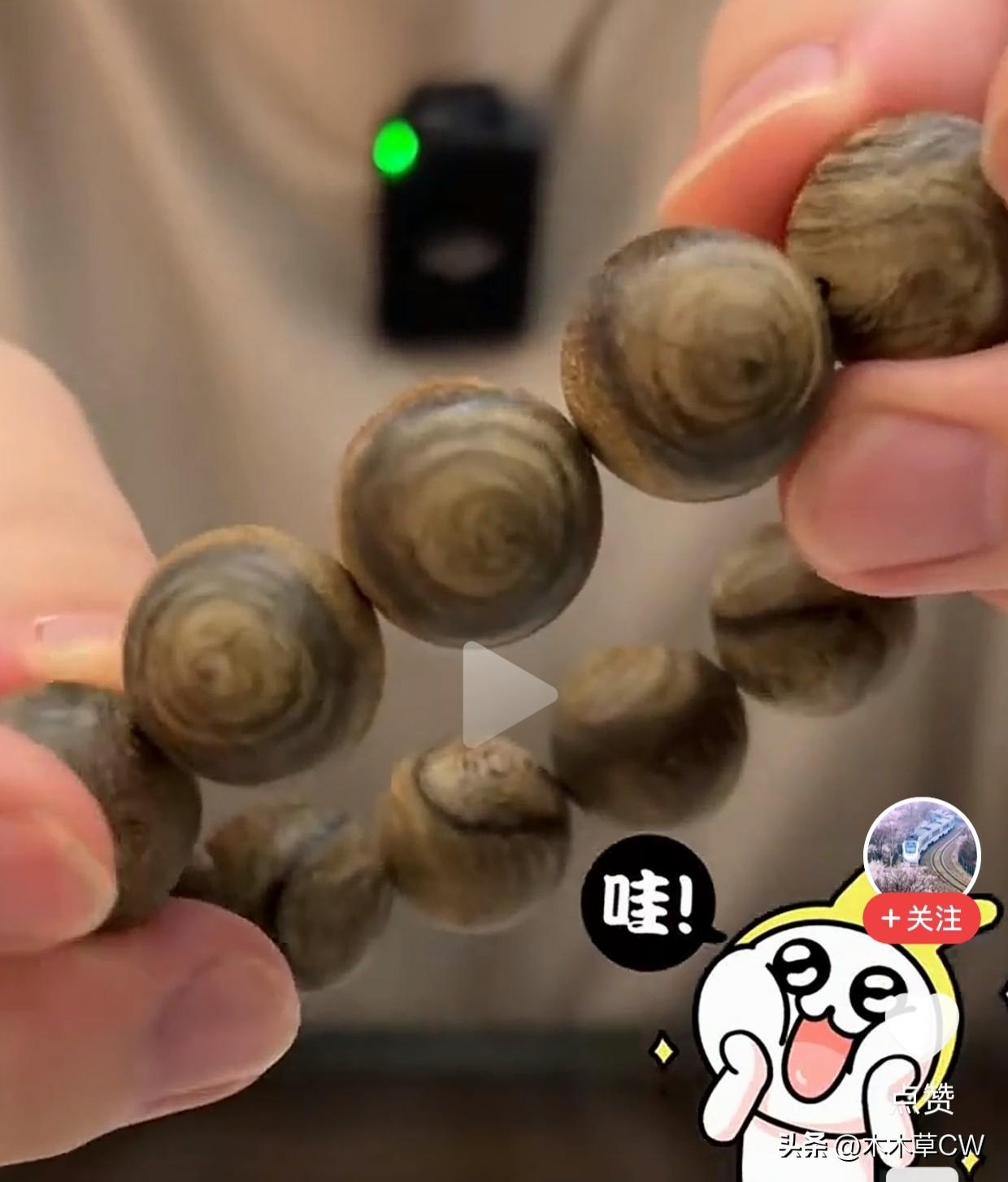 刷到大宋的视频，他说这种有圈的就是树心料。
图二我的沉香，我有部分珠子也有这种圈