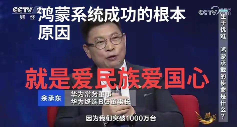 华为手机和鸿蒙系统是爱民族爱国家的心捧起来的。华为鸿蒙系统的成功最具决定意义的原