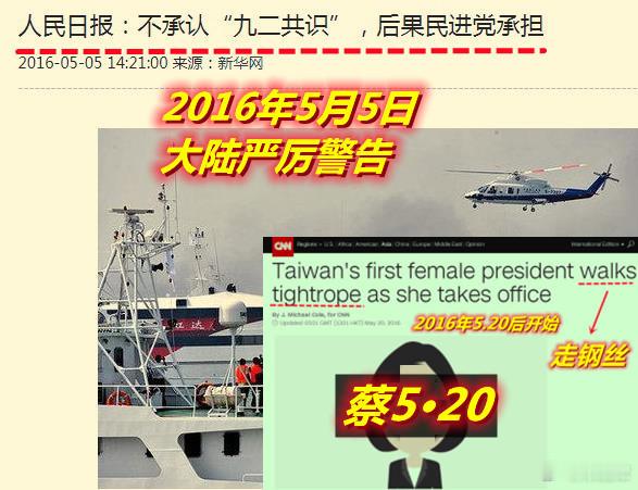图1/2：八年前的“蔡5.20”开始走钢丝时，解放军刚启动以“能打仗、打胜仗”为