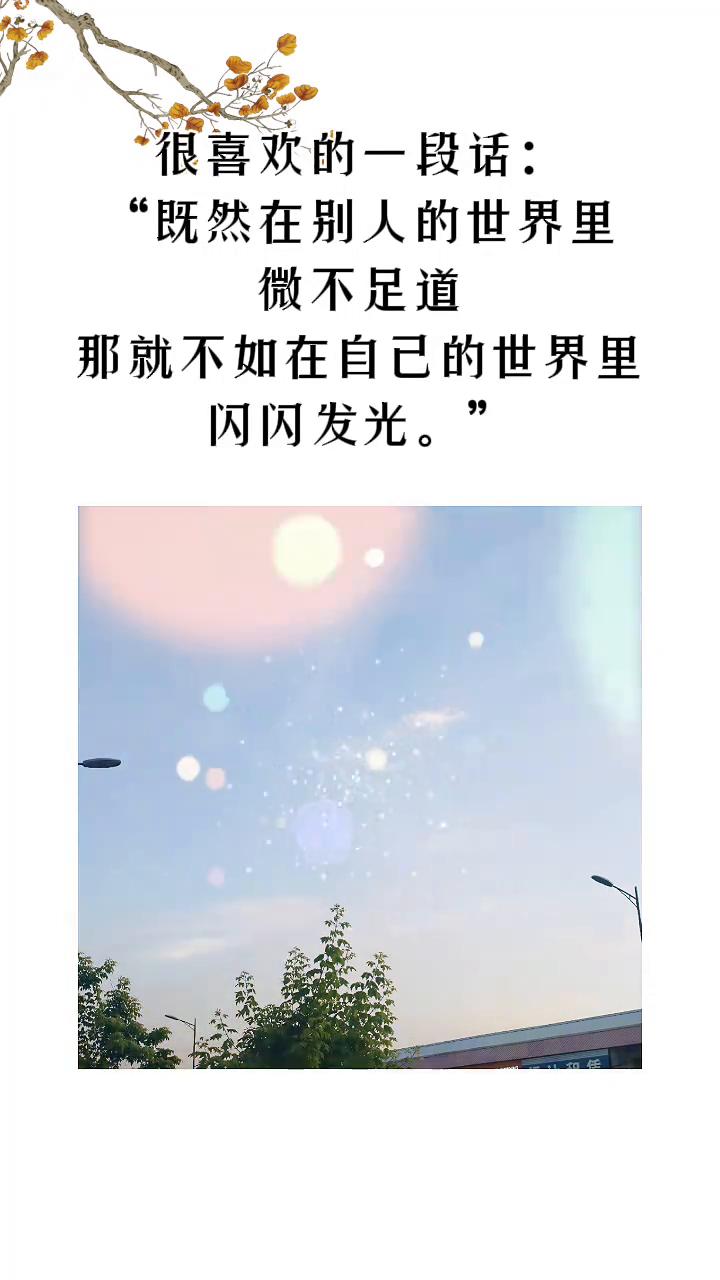 很喜欢的一段话："既然在别人的世界里微不足道，那就不如在自己的世界里闪闪发光。"
