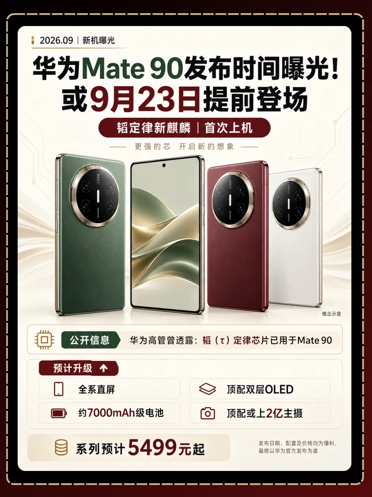 华为Mate90发布时间曝光！四款定位与预计价格一次看懂