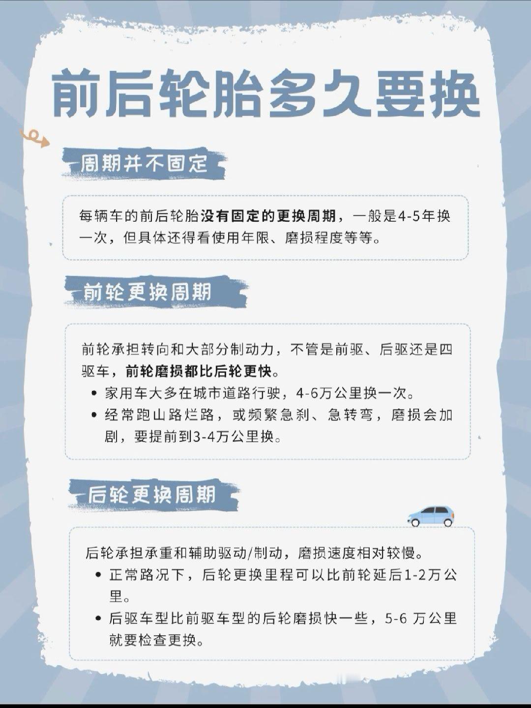 宝子们，你的爱车轮胎多久没检查啦？✅看年限一般4-5年要更换，露天暴晒多的话3-