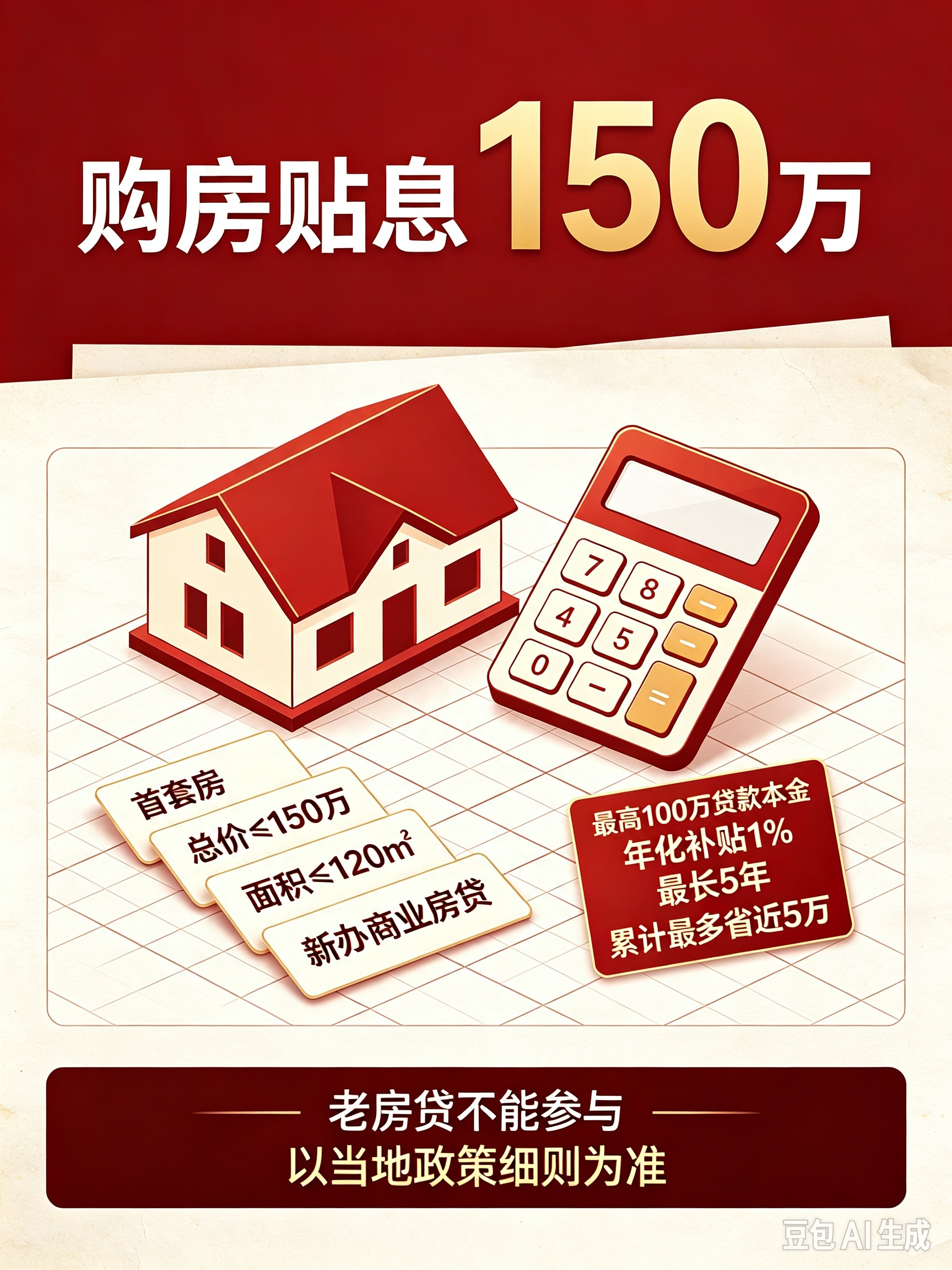 购房贴息 150万中央房贷贴息政策正式落地，10月1日起实施，暂定执行一年。⚠️