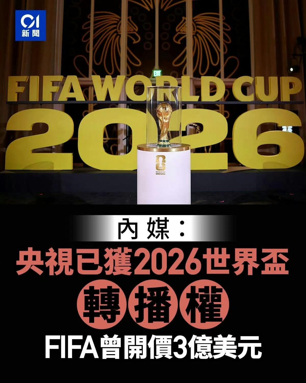 央视6000万美元拿下世界杯版权