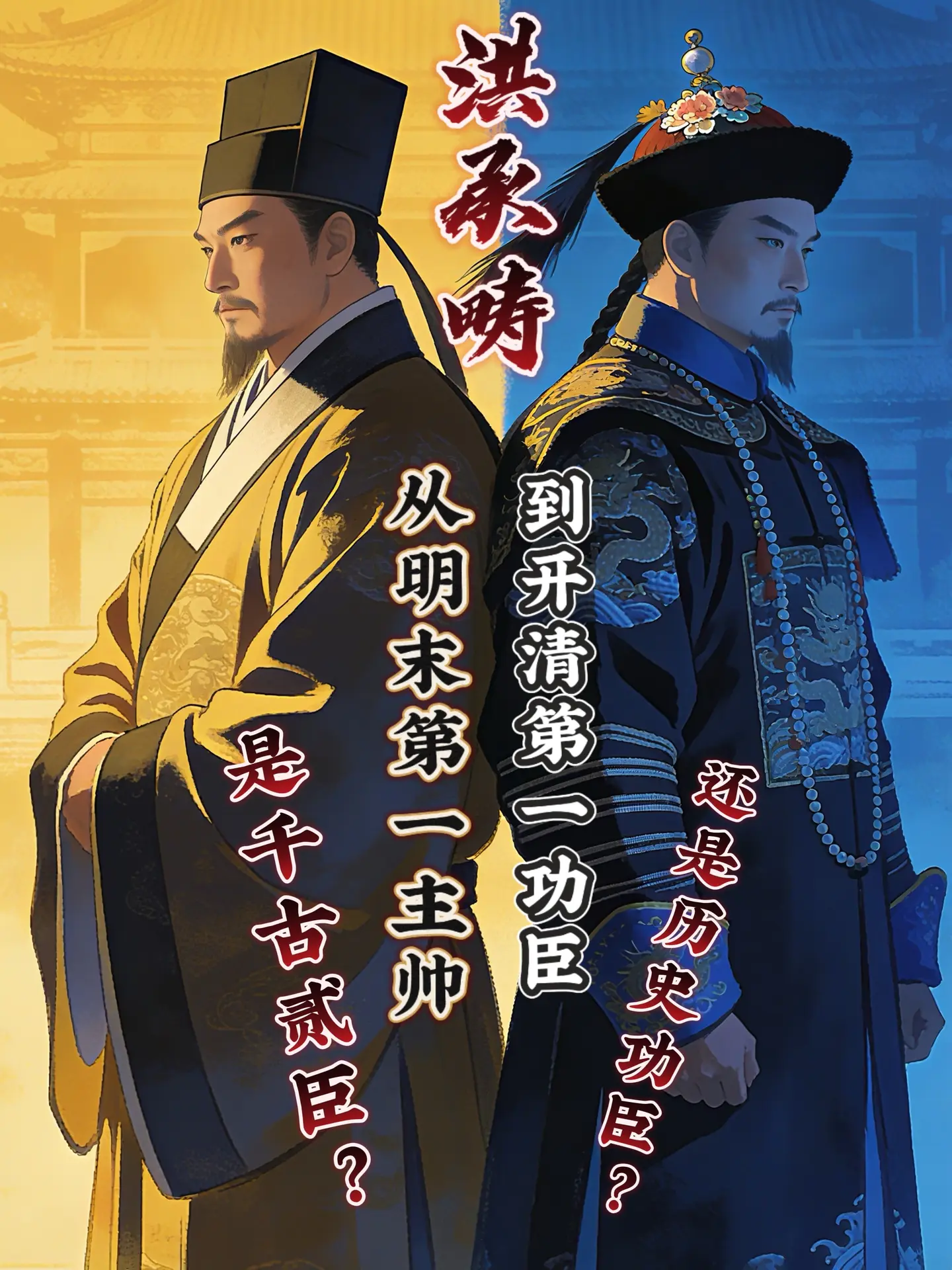 一身两代臣，功过两重天。 · 一生双面  一身明袍，曾是大明柱石，剿寇...