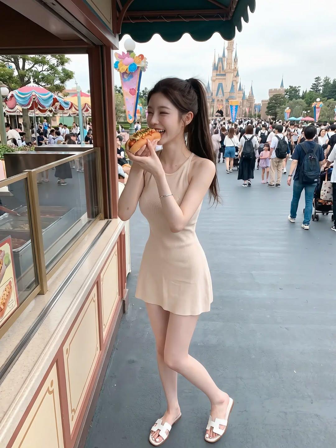 简约裸色吊带裙温柔又显身材
高马尾元气感拉满
简单随性的穿搭，轻松拍出氛围感大片