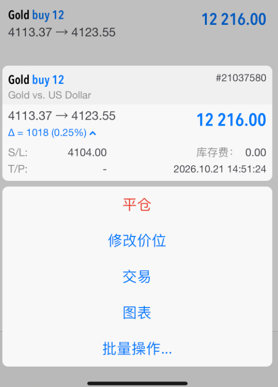 做多自然要有做多的道理黄金4113多单，拿下百点你们总问我，在市场中到底能不能赚