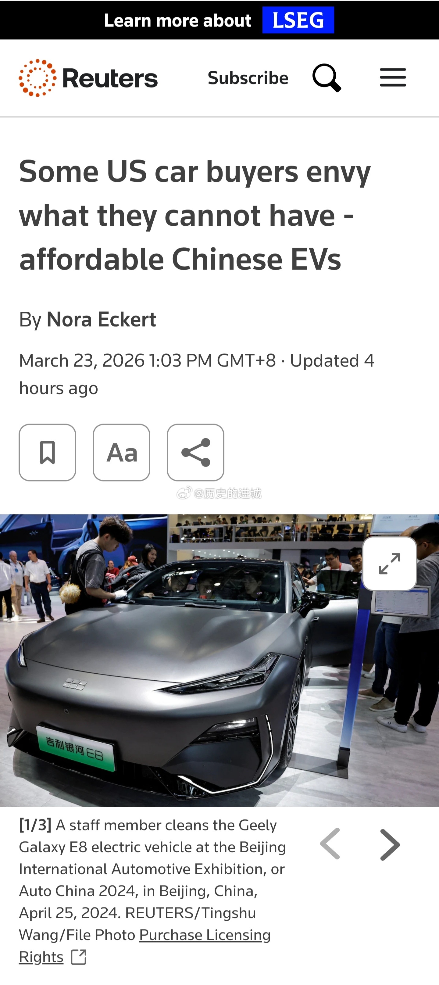 路透社报道，随着美国新车平均售价攀升至近5万美元，越来越多的美国消费者开始对物美
