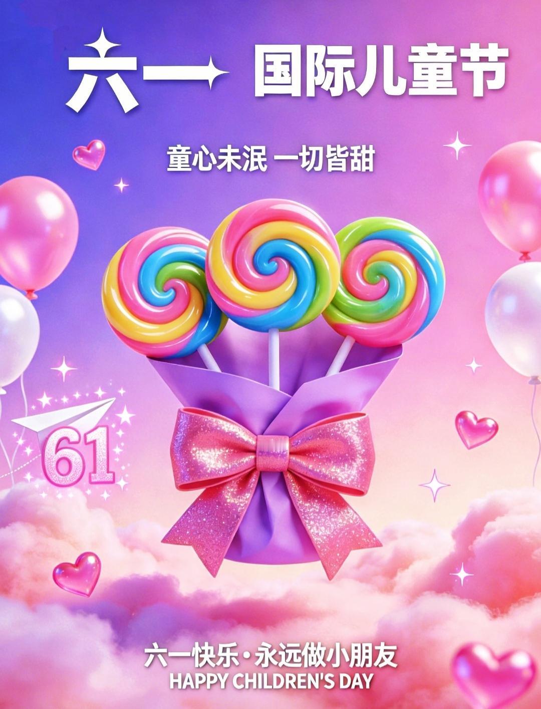 六一快乐！
不管几岁，快乐万岁～
童年会落幕，但童心永不褪色，
祝大朋友小朋友：
