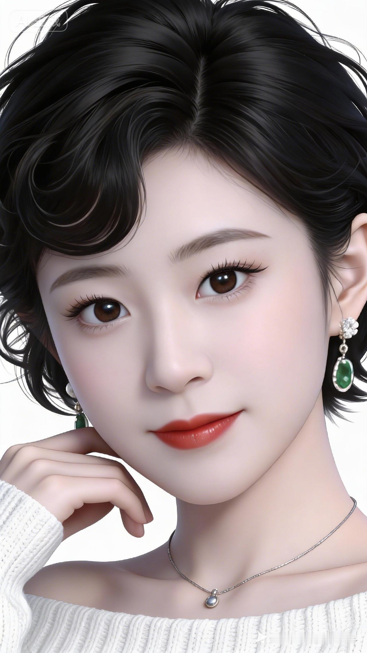 温柔甜美的日系少女，黑发红唇，清新动人！💖✨