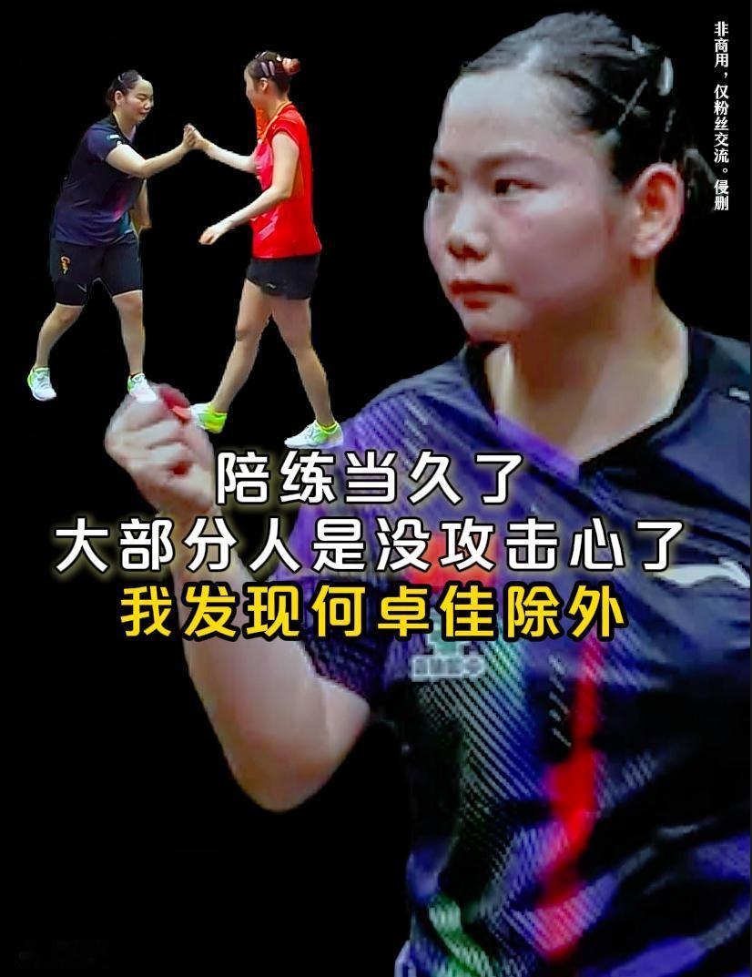 陪练当久了，大部分人是没攻击性了，我发现何卓佳是个例外。

一下子拉上赛场就不习