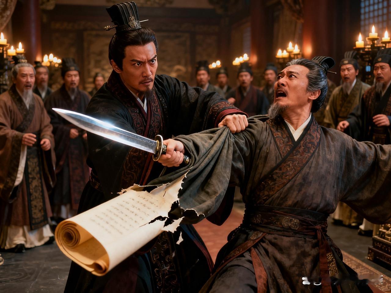 荆轲怀揣燕国存亡之重任，于易水河畔，白衣诀别，高歌“风萧萧兮易水寒”，其声悲怆，