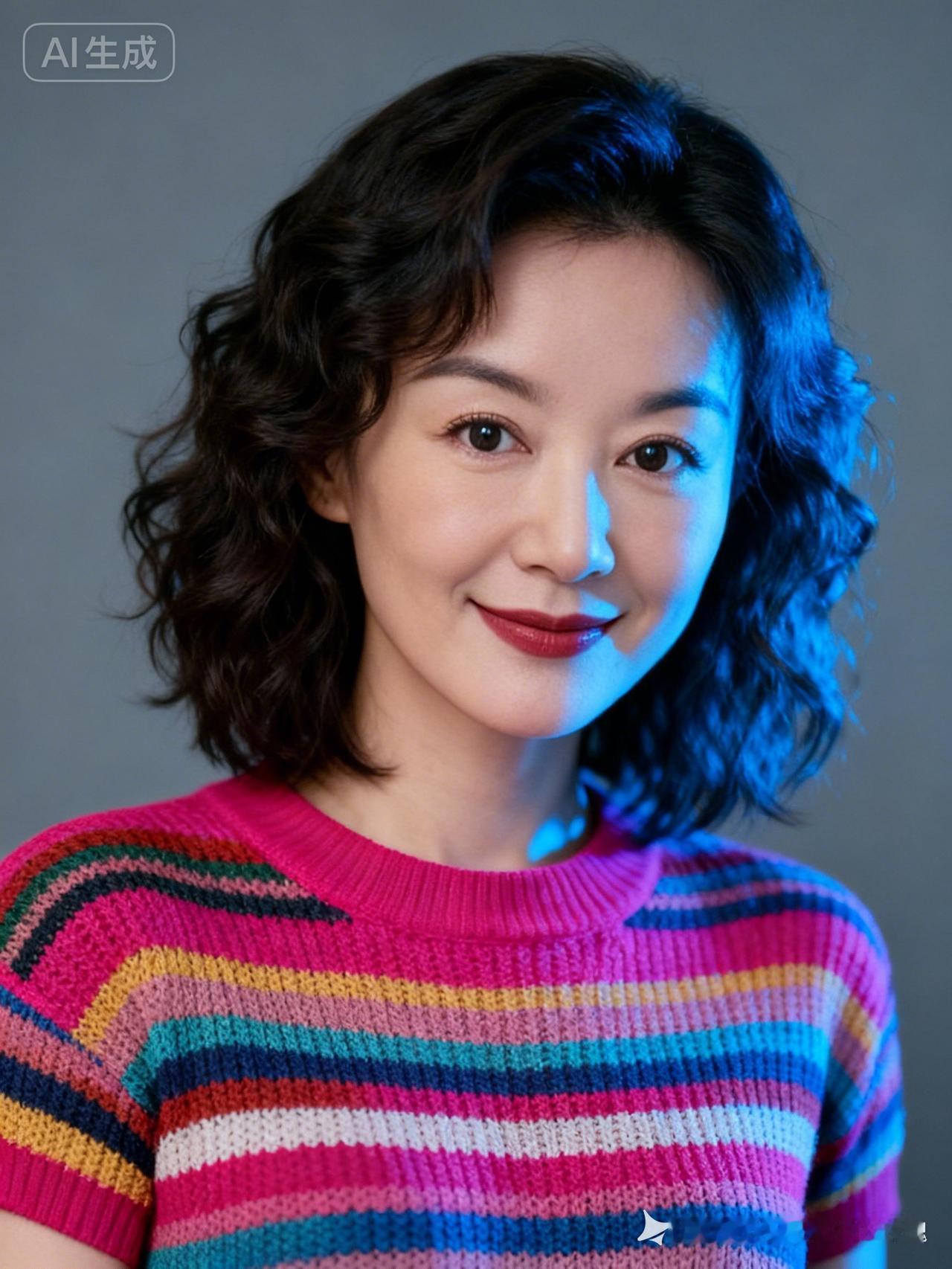 甜美微笑，色彩斑斓的毛衣，元气满满的一天！🌈😊