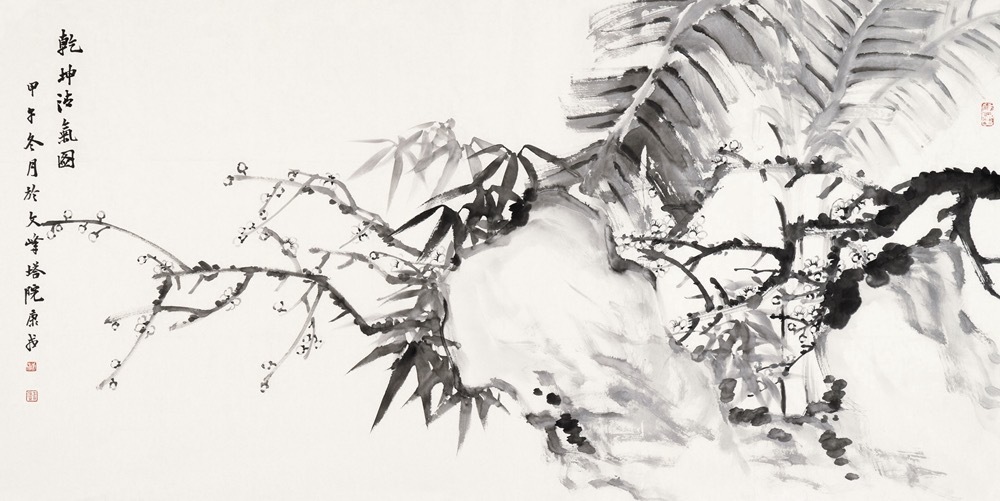 《竹梅相伴，君子之风》此画深得文人画“四君子”之精髓。竹，虚心而有节；梅，凌寒而