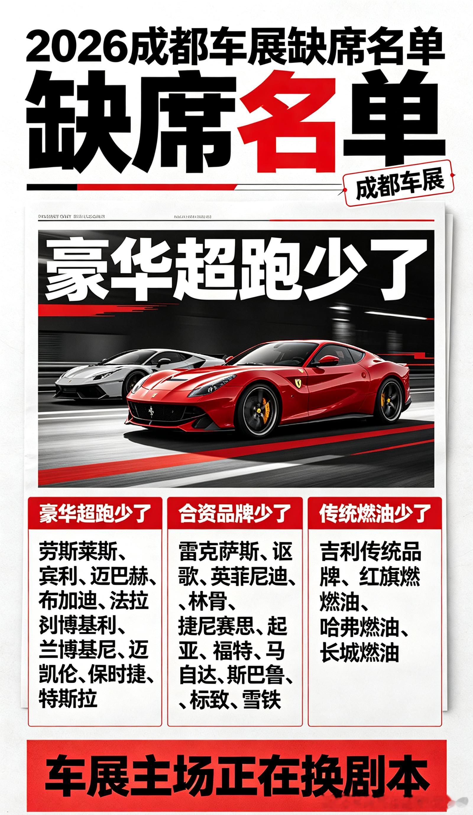2026成都车展缺席名单一出来我都惊到😱一大堆豪华超跑、不少合资、好多老自主品