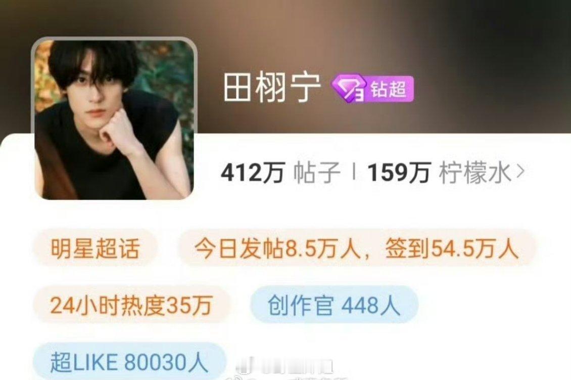 田栩宁超like破80000了，每天都在进步呢[doge]只是别一下子进步太多了