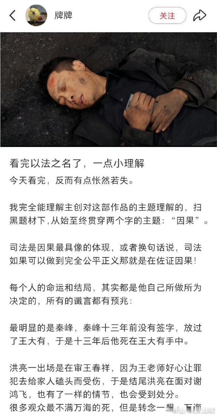 以法之名这个解读给了我一点安慰以法之名的解读真的给了我很多安慰了，最终的结局也是