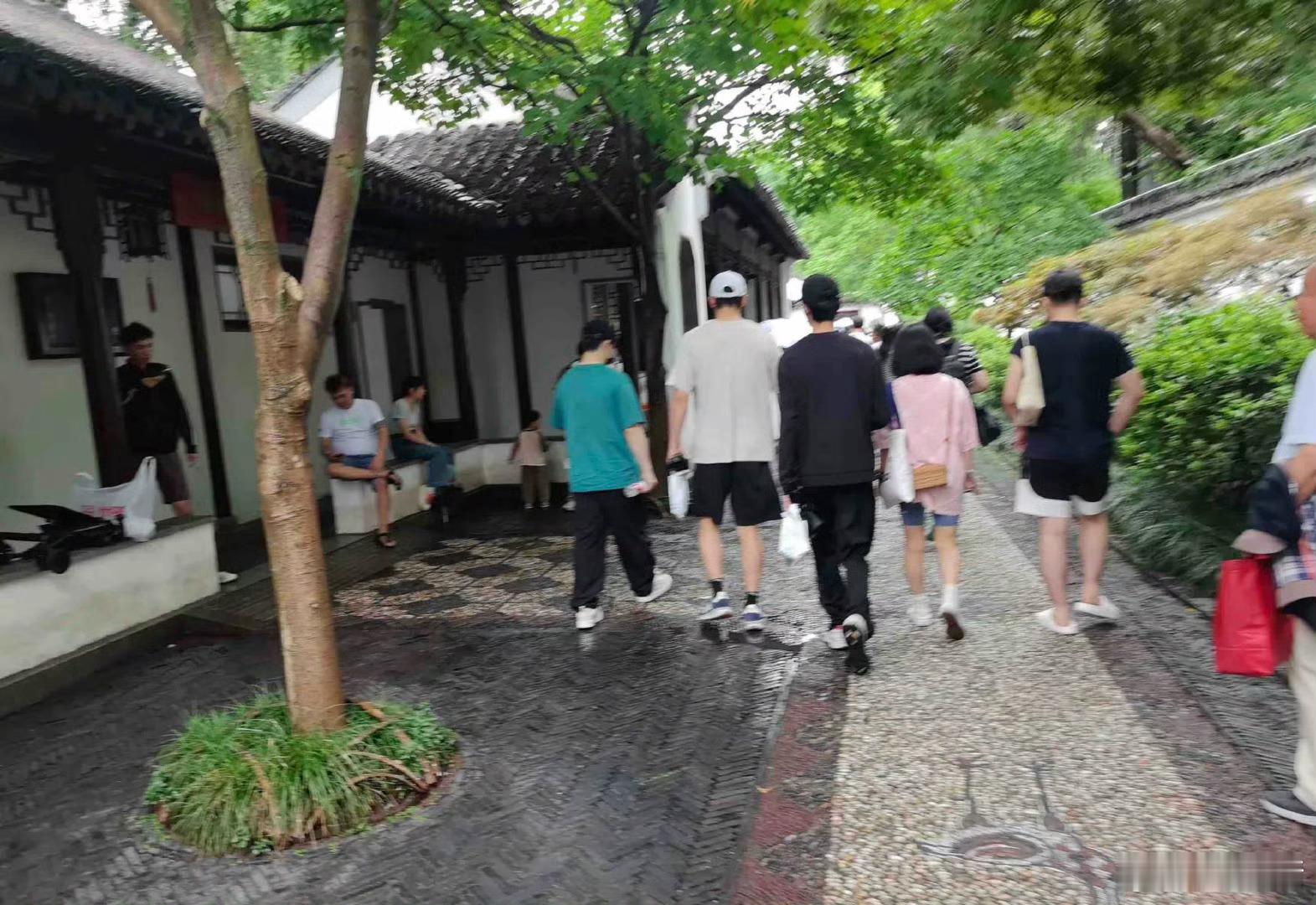 樊振东在苏州被偶遇三大紫微星逛拙政园，6月份的事，一个月后才发出来，这位路人游客