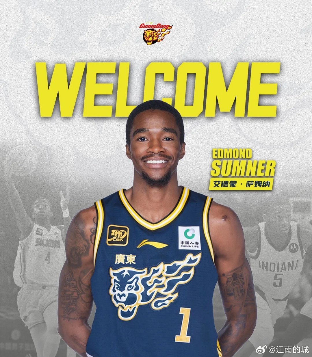 在得到萨姆纳的优先续约权之后，广东宏远男篮火速官宣萨姆纳加盟球队。萨姆纳将加盟广