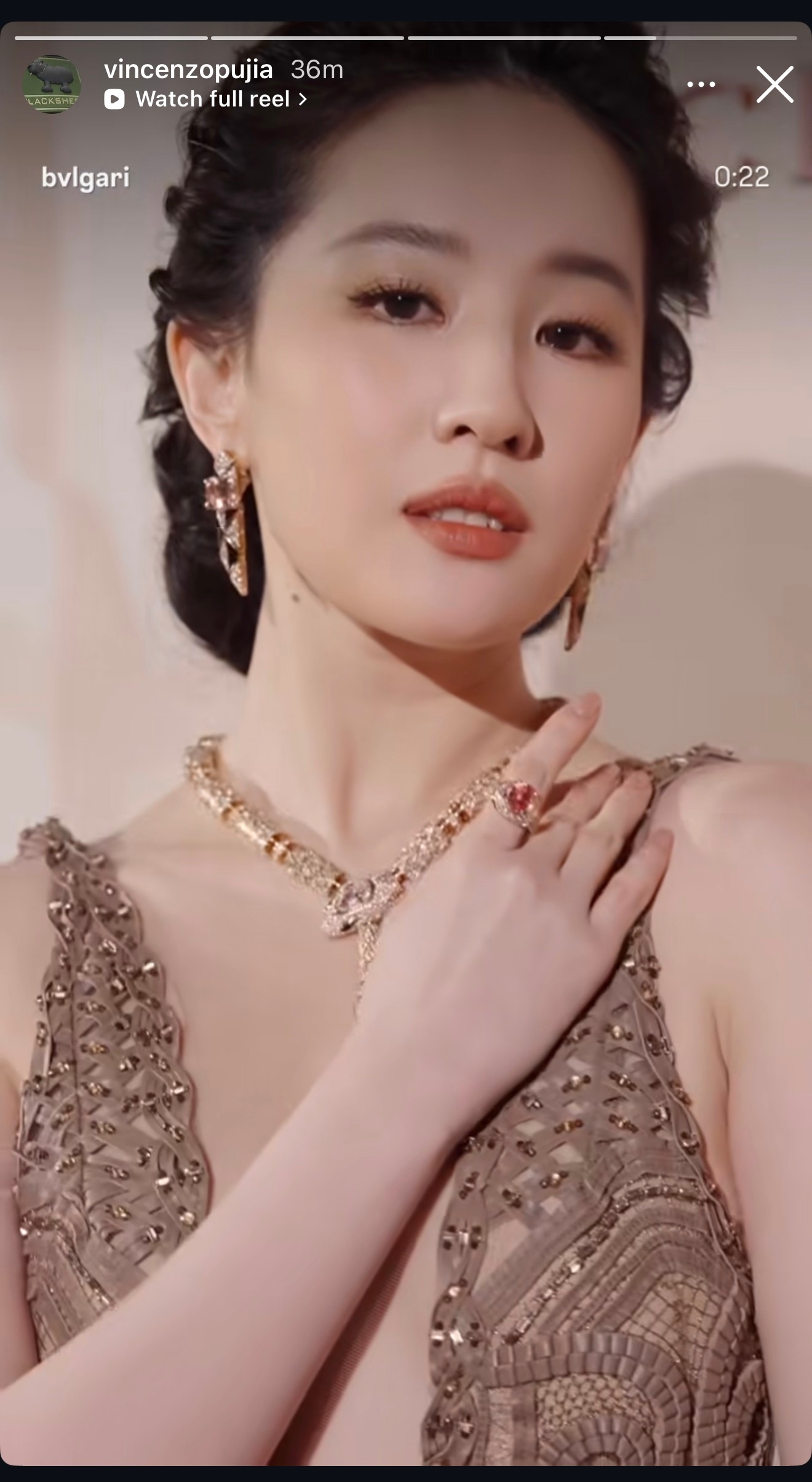 刘亦菲 不完全统计宝格丽副总裁Vincenzo Pujia在官方Ins发布的全球