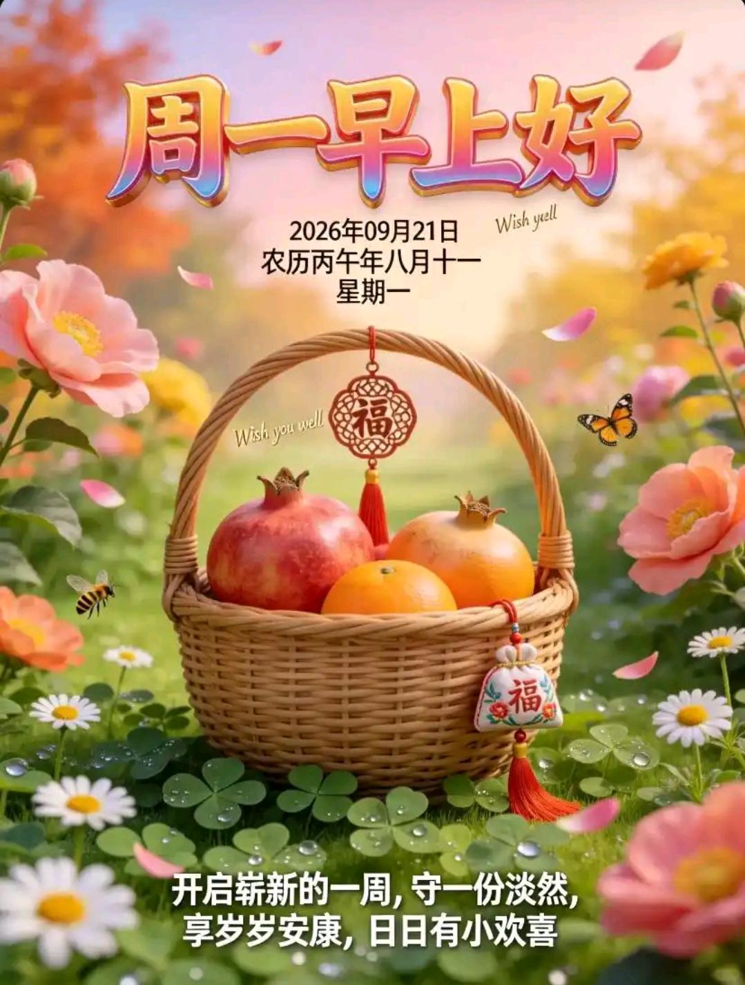 周一早安！🌻 秋意渐浓，晨风清爽。新的一周启程，愿你放下上周的疲惫，心怀暖意，
