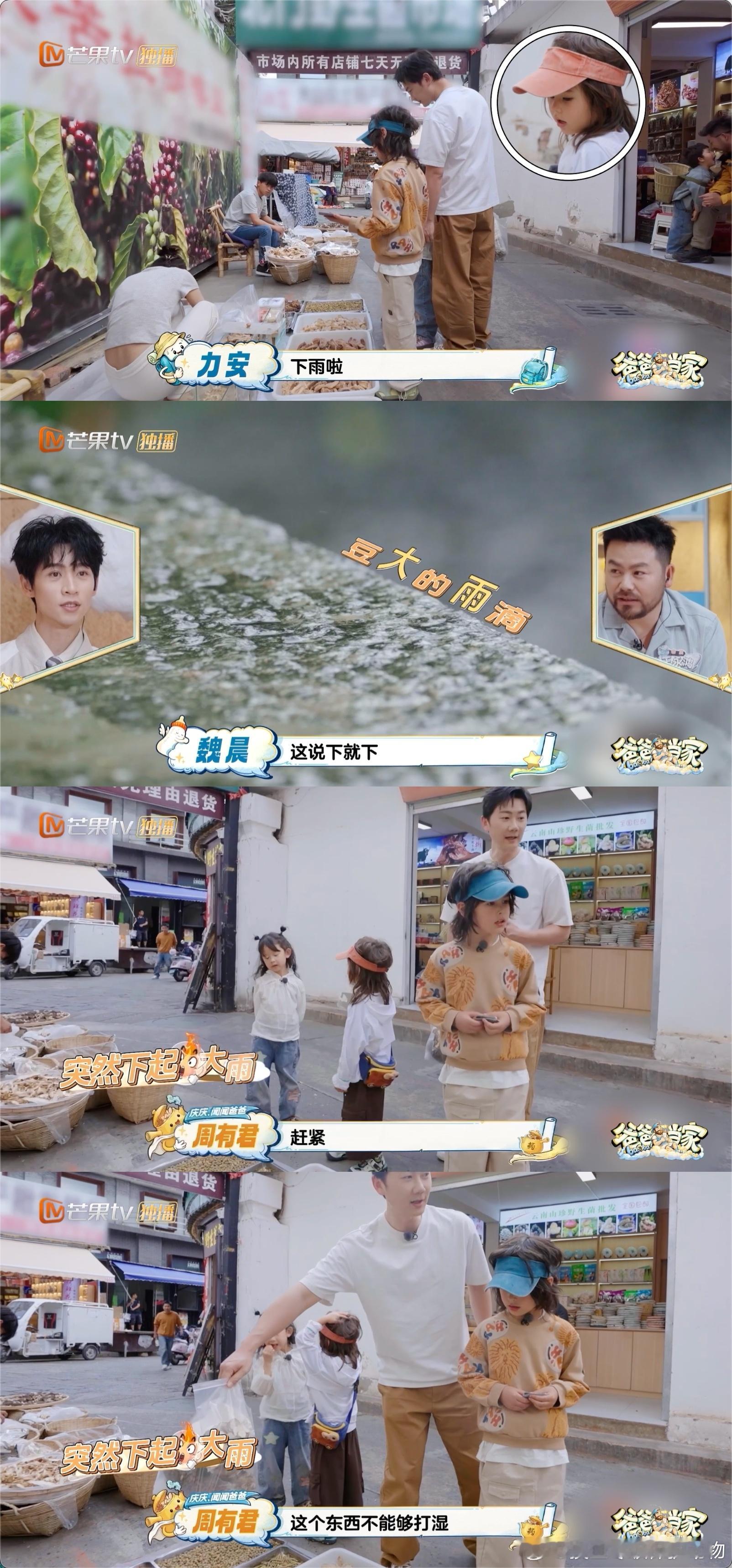 爸爸当家中断录制帮小摊贩挡雨爸爸当家小摊贩靠药材谋生实属不易，众人甘愿淋雨护住摊