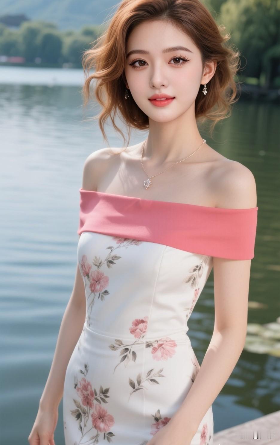 湖畔佳人笑，花间玉人娇湖畔美人照 湖畔丽人照