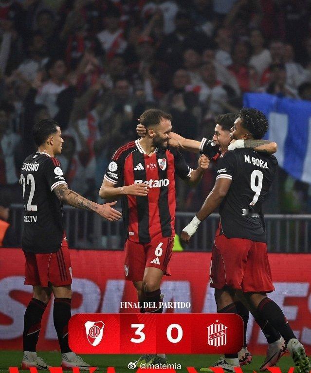 河床[超话] ¡¡¡河床赢啦 RIVER!!! 🤍❤️🤍 3-0击败图库曼竞