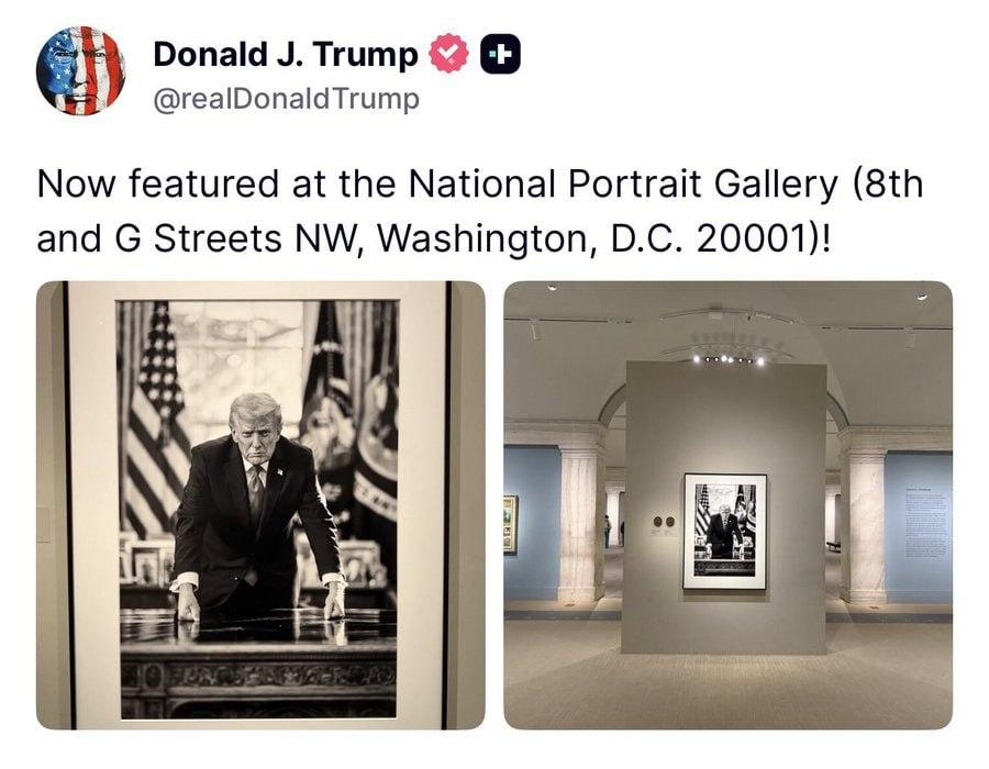 特朗普在国家肖像画廊发布了这幅肖像画。