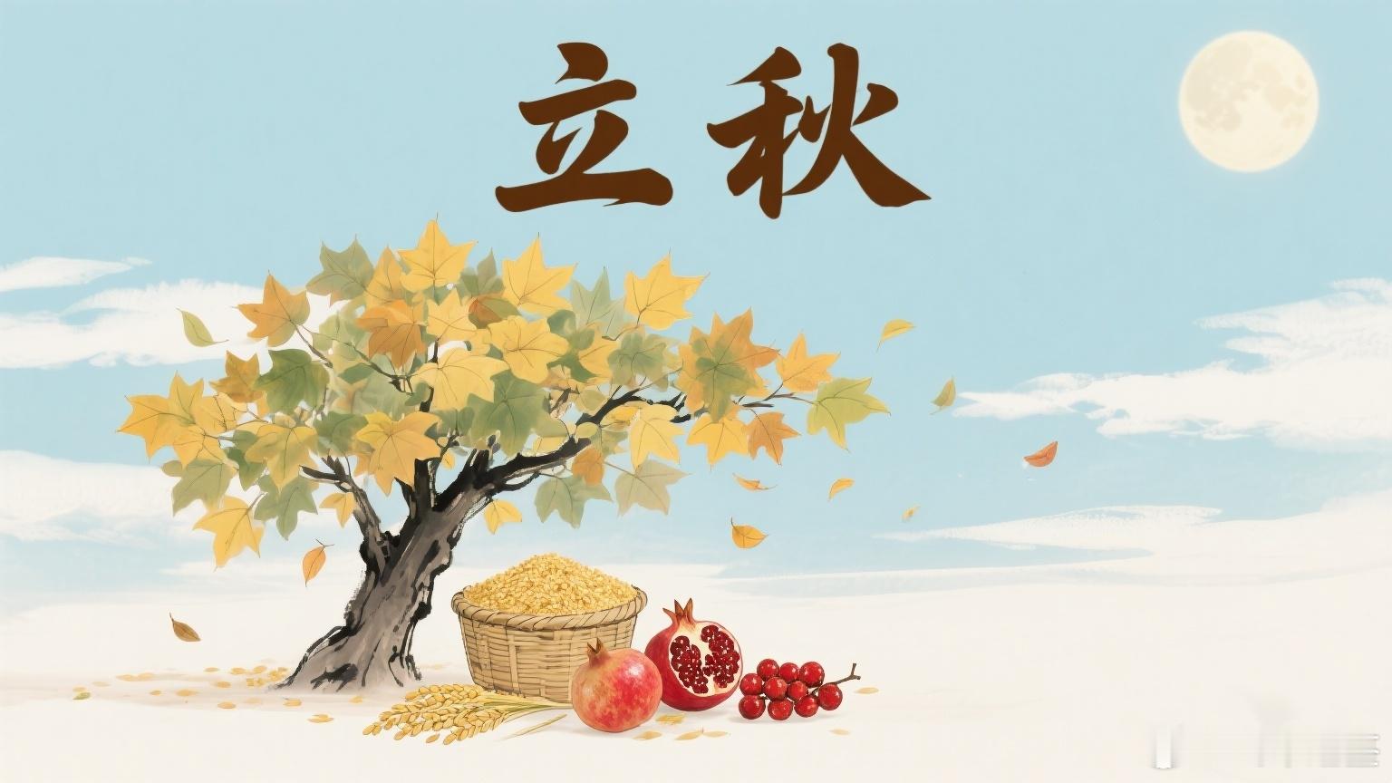 立秋《立秋：一叶落，天下秋》 今日立秋，暑去凉来，岁月忽晚。 立秋是二十四节气中