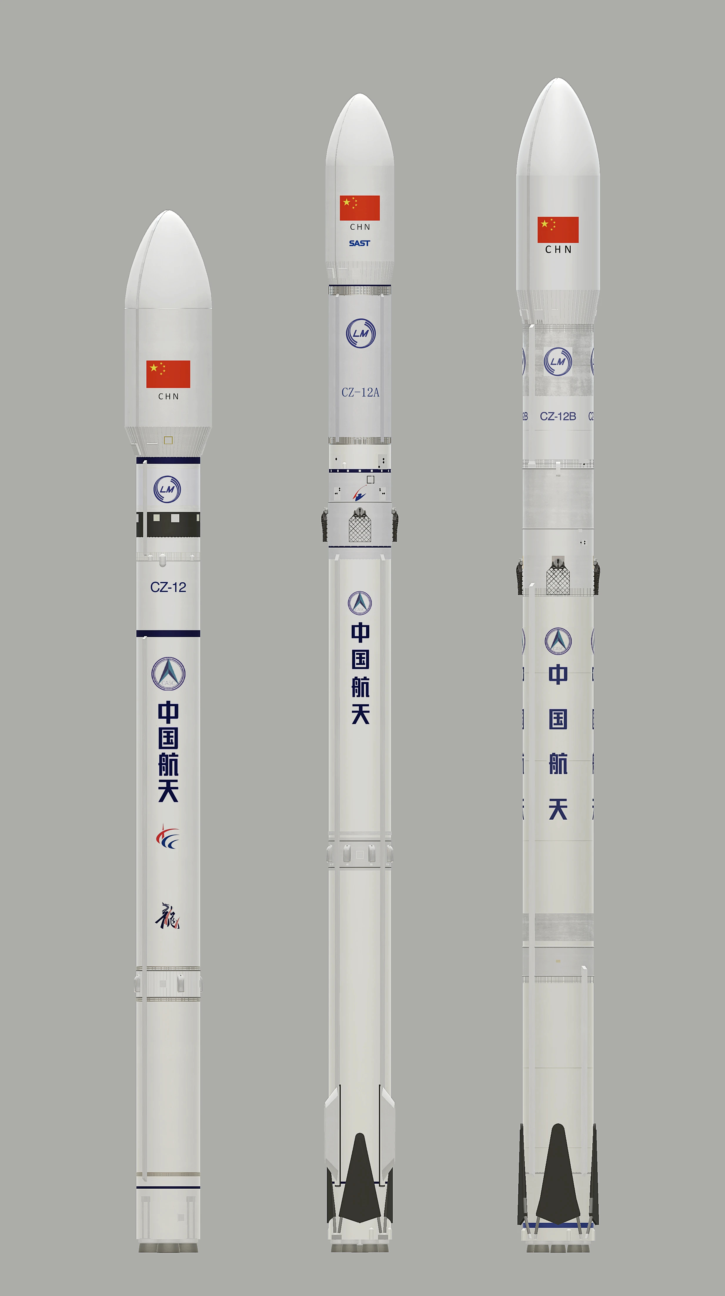 龙生九子之长征十二号系列运载火箭：长征十二号、长征十二号甲、长征十二号乙（图源B