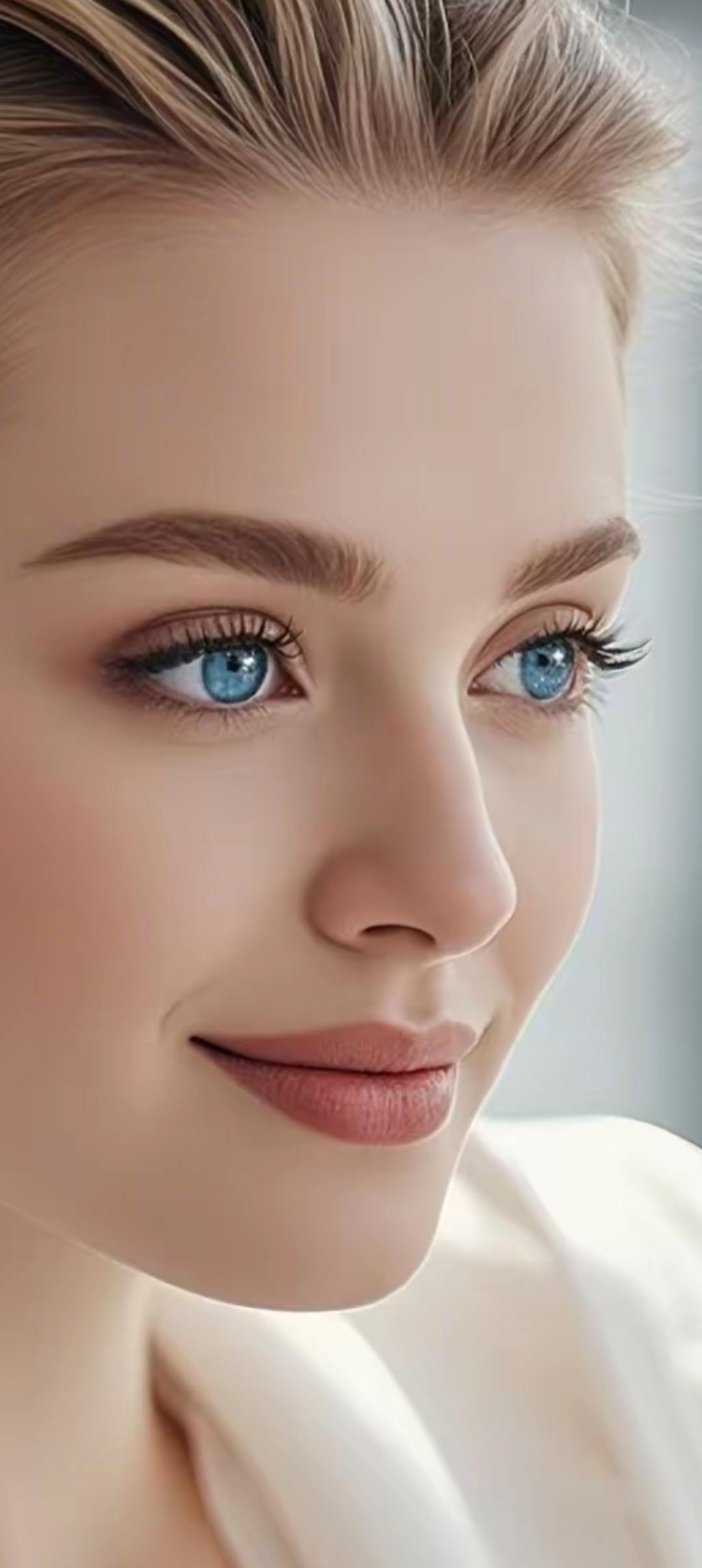 温柔蓝眸，甜美微笑，气质优雅，完美无瑕！💙💕